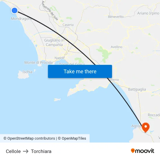 Cellole to Torchiara map