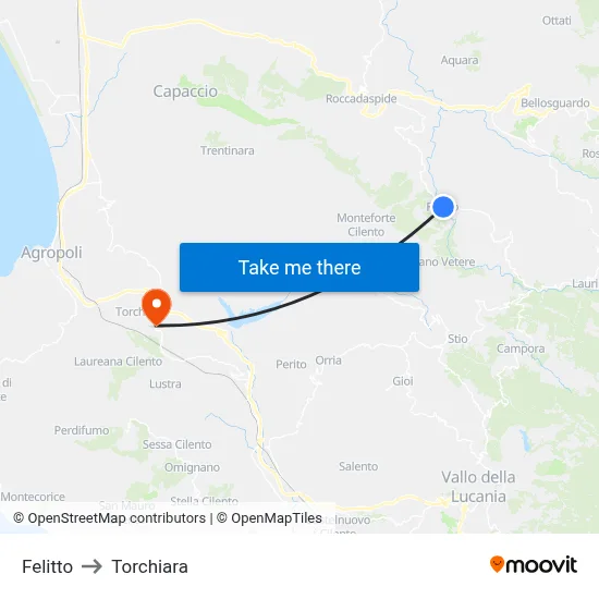 Felitto to Torchiara map