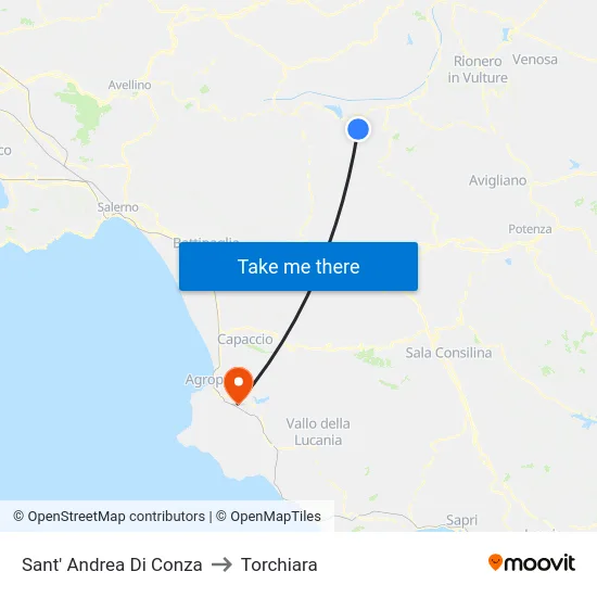 Sant' Andrea Di Conza to Torchiara map