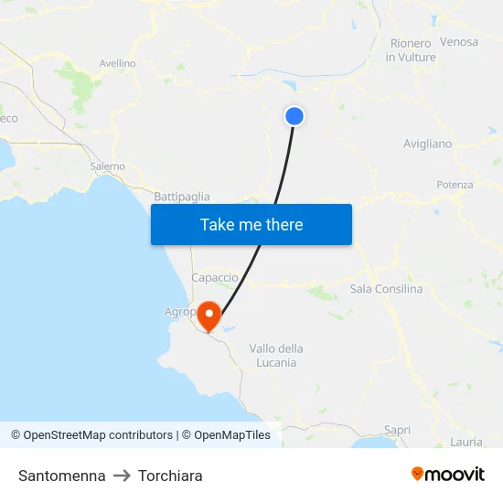 Santomenna to Torchiara map