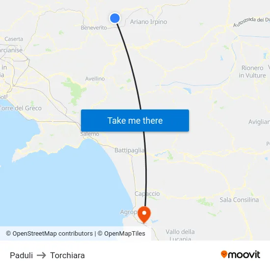 Paduli to Torchiara map