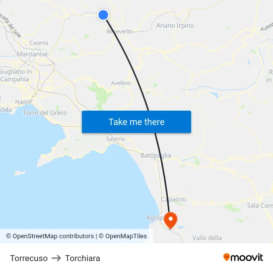 Torrecuso to Torchiara map