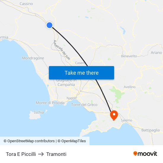 Tora E Piccilli to Tramonti map