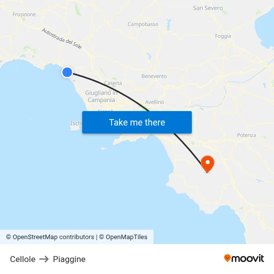 Cellole to Piaggine map