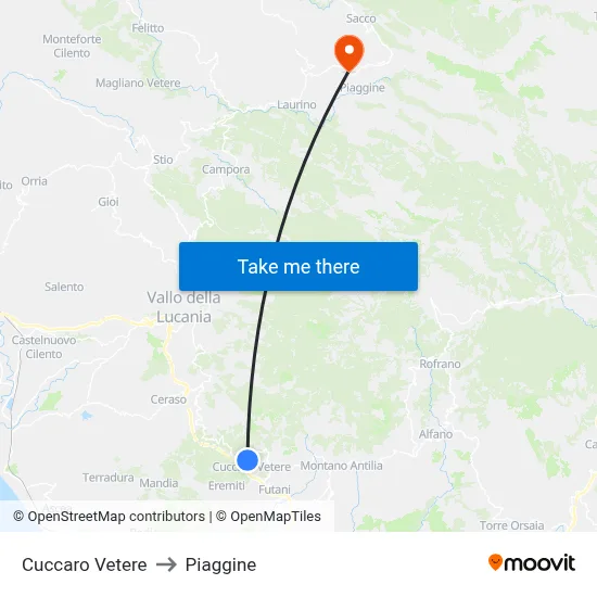 Cuccaro Vetere to Piaggine map