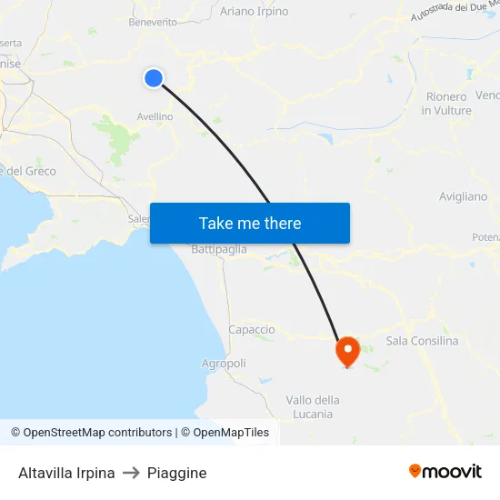 Altavilla Irpina to Piaggine map
