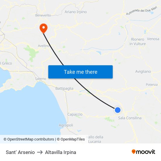 Sant' Arsenio to Altavilla Irpina map
