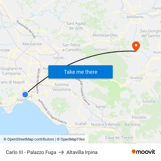 Carlo III - Palazzo Fuga to Altavilla Irpina map