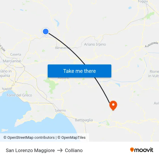 San Lorenzo Maggiore to Colliano map