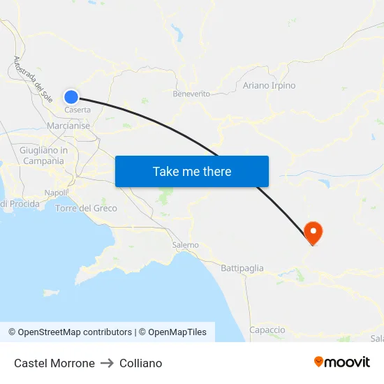 Castel Morrone to Colliano map