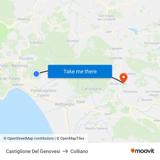 Castiglione Del Genovesi to Colliano map