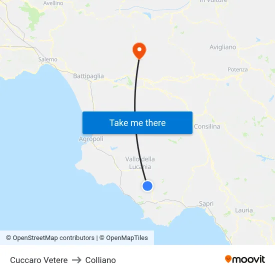 Cuccaro Vetere to Colliano map