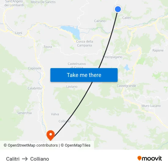 Calitri to Colliano map