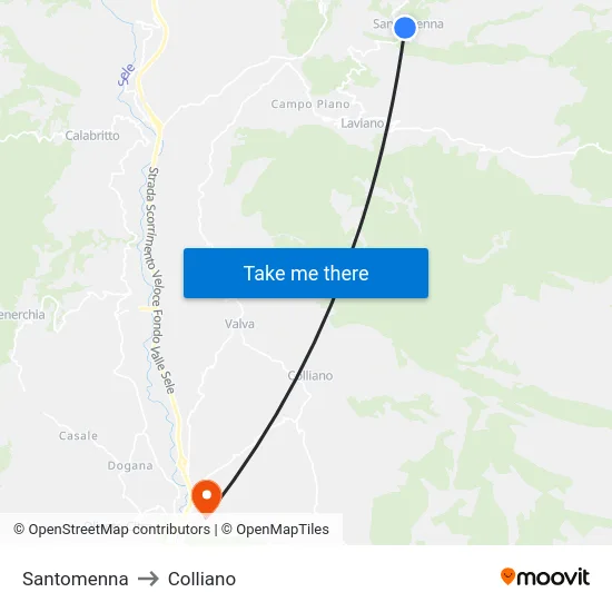 Santomenna to Colliano map