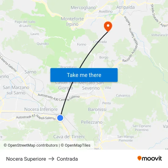 Nocera Superiore to Contrada map