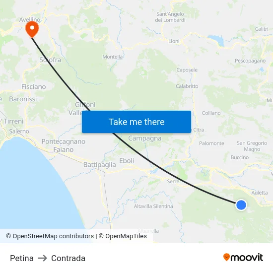 Petina to Contrada map