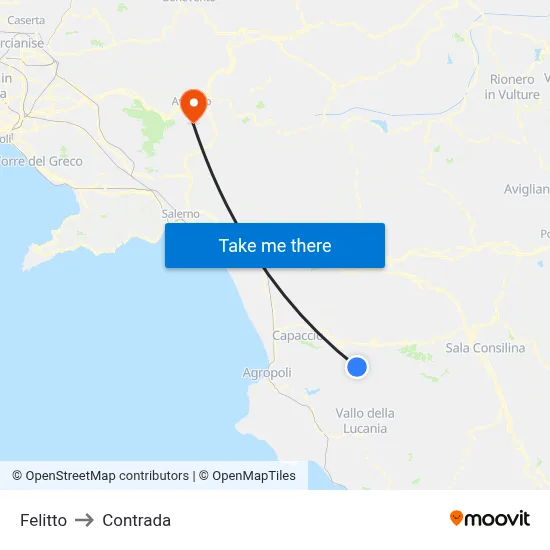 Felitto to Contrada map