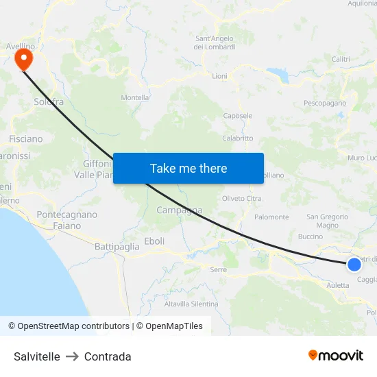 Salvitelle to Contrada map
