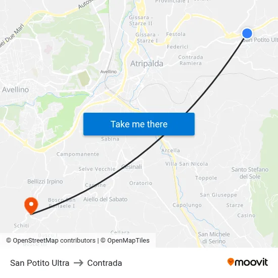 San Potito Ultra to Contrada map