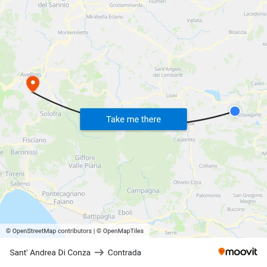 Sant' Andrea Di Conza to Contrada map