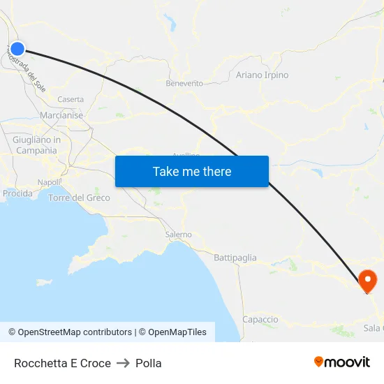 Rocchetta E Croce to Polla map