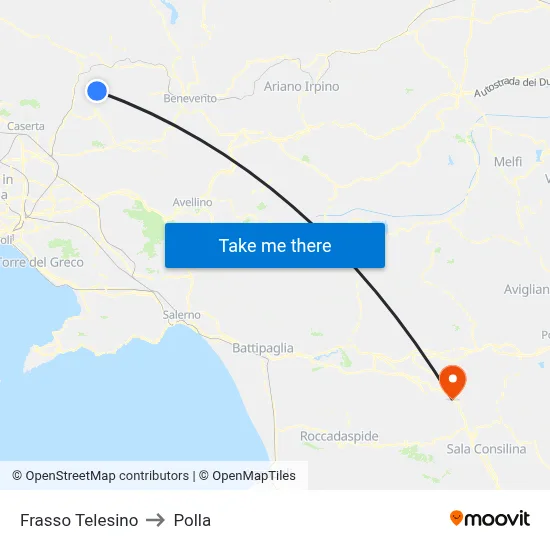 Frasso Telesino to Polla map