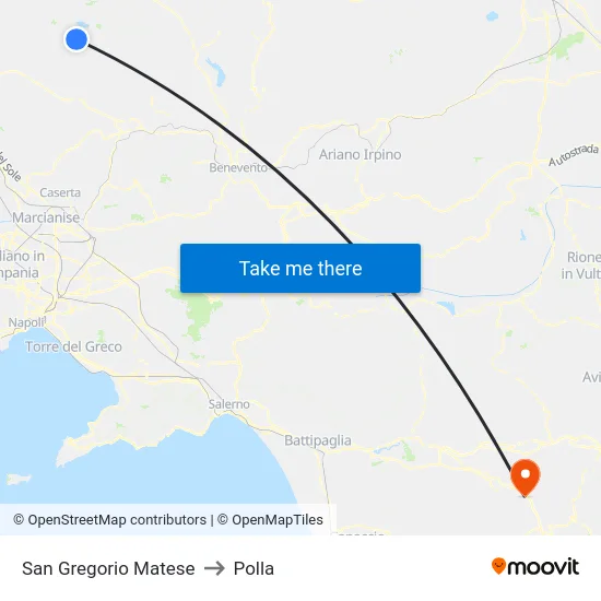San Gregorio Matese to Polla map