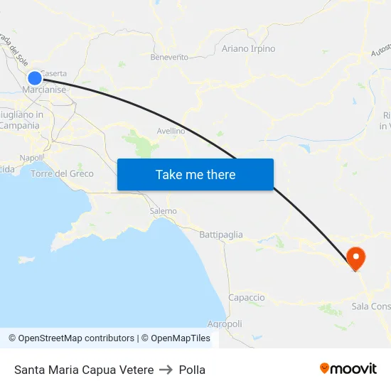Santa Maria Capua Vetere to Polla map