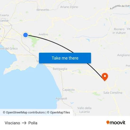 Visciano to Polla map