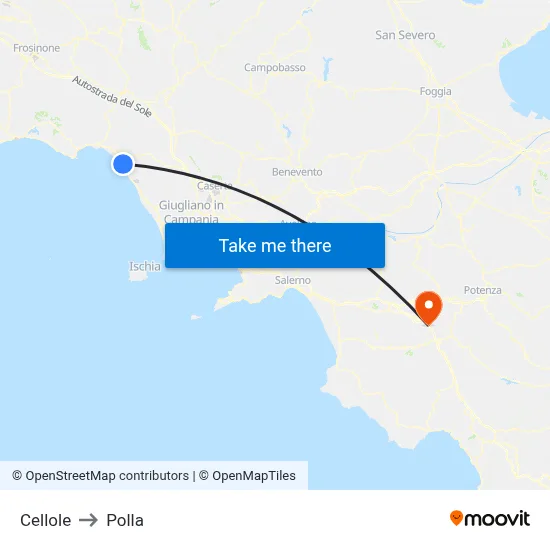 Cellole to Polla map