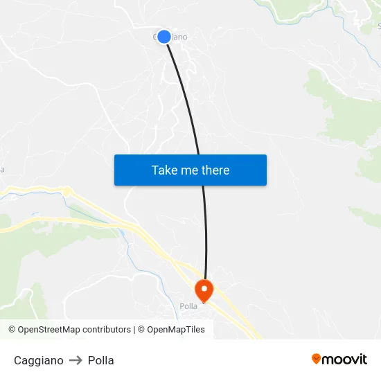 Caggiano to Polla map