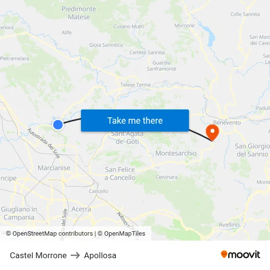 Castel Morrone to Apollosa map