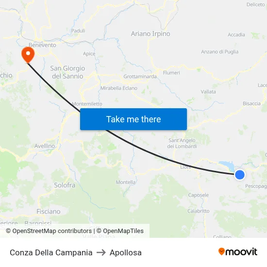 Conza Della Campania to Apollosa map