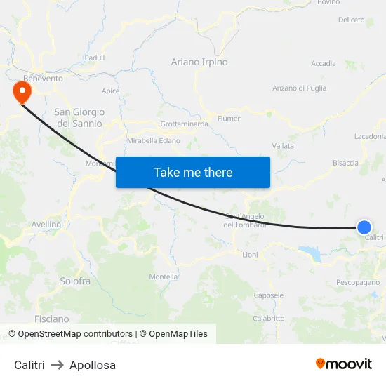 Calitri to Apollosa map