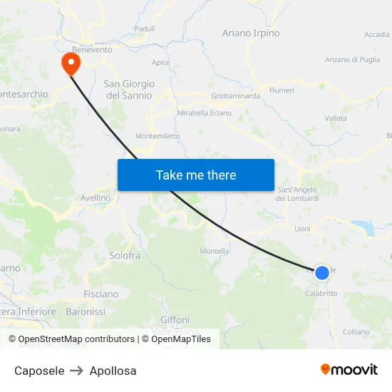Caposele to Apollosa map