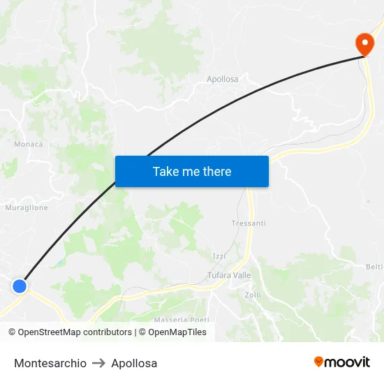 Montesarchio to Apollosa map