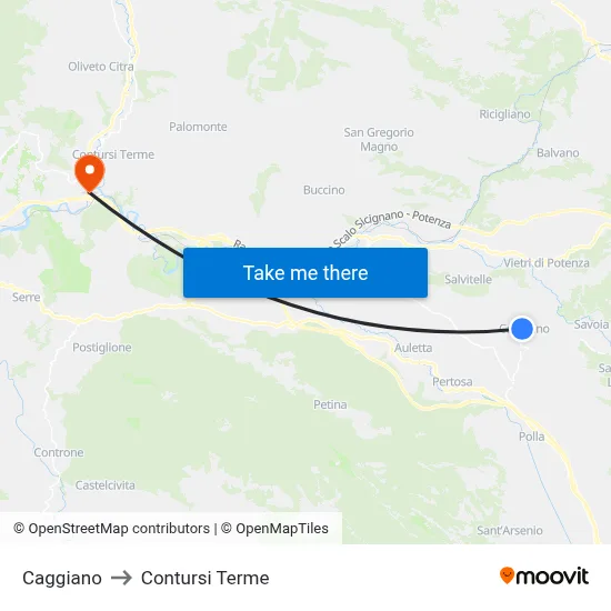 Caggiano to Contursi Terme map
