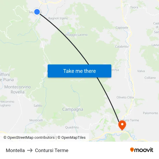Montella to Contursi Terme map