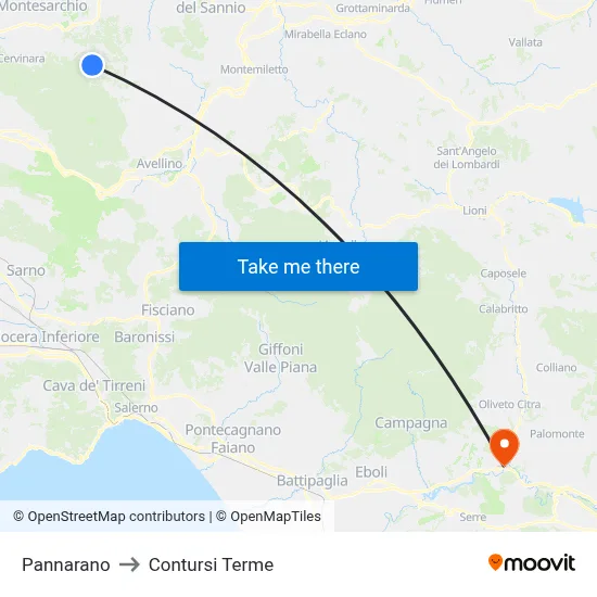 Pannarano to Contursi Terme map