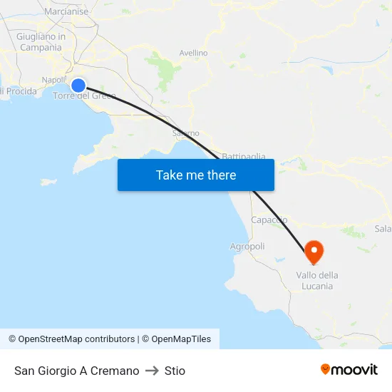 San Giorgio A Cremano to Stio map