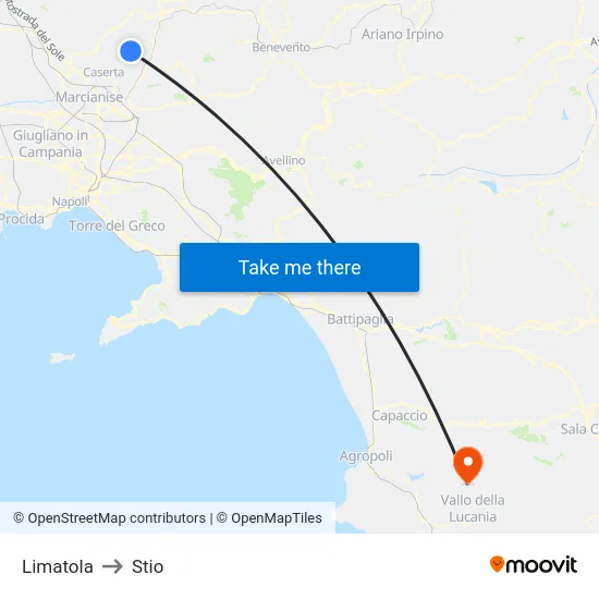 Limatola to Stio map