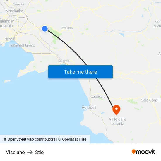 Visciano to Stio map