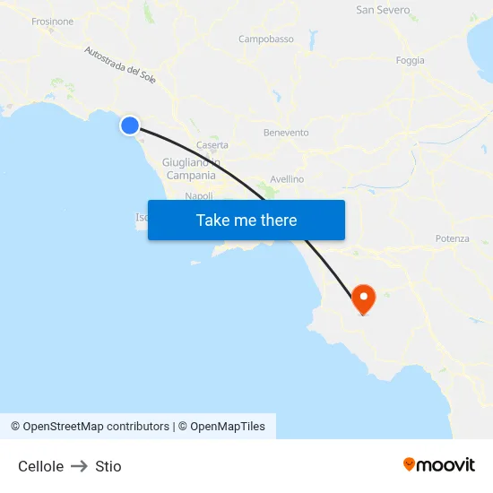 Cellole to Stio map
