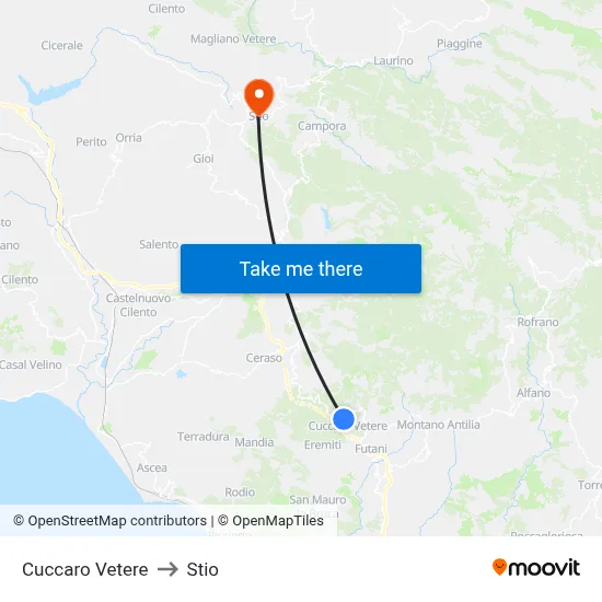 Cuccaro Vetere to Stio map