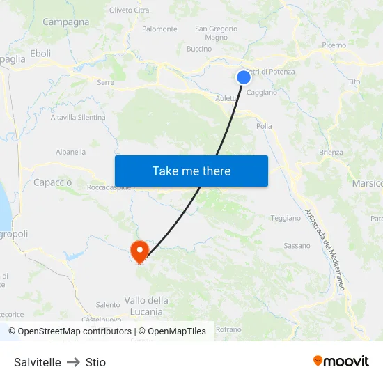 Salvitelle to Stio map