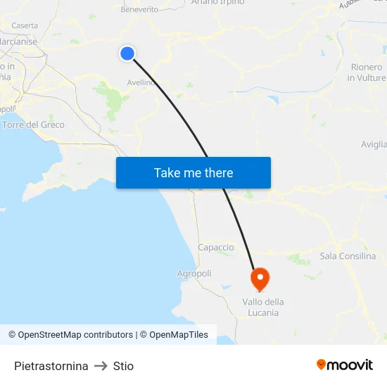Pietrastornina to Stio map