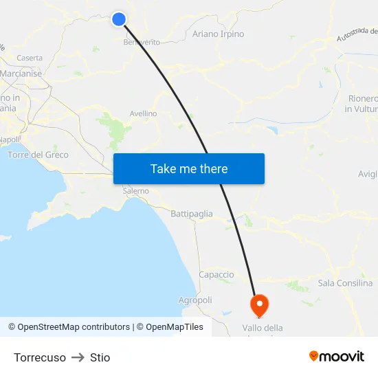 Torrecuso to Stio map
