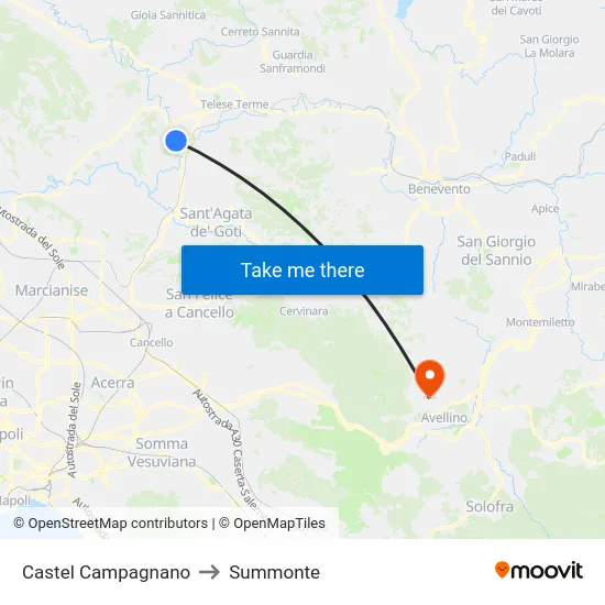 Castel Campagnano to Summonte map