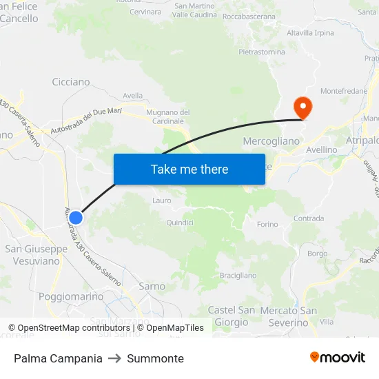 Palma Campania to Summonte map