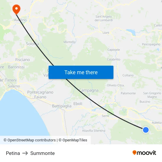 Petina to Summonte map